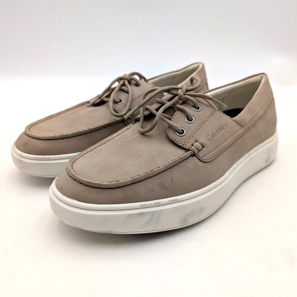 Calvin Klein Januse Lace-Up Boat Shoes Men's Dark Beige Size US7 EU39.5
